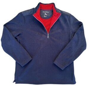 Tommy Bahama Half Zip Fleece Mens Size Med Pullover Navy Sweater Fall Winter‎